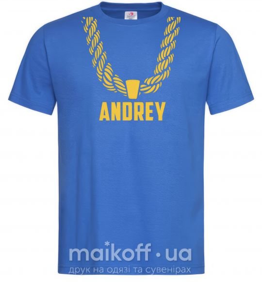 Мужская футболка Andrey золотая цепь Ярко-синий фото