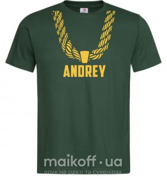 Мужская футболка Andrey золотая цепь Темно-зеленый фото