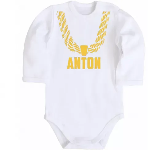 Детский боди Anton золотий ланцюжок Белый фото