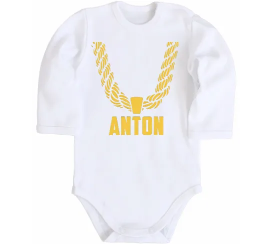 Детский боди Anton золотий ланцюжок Белый фото