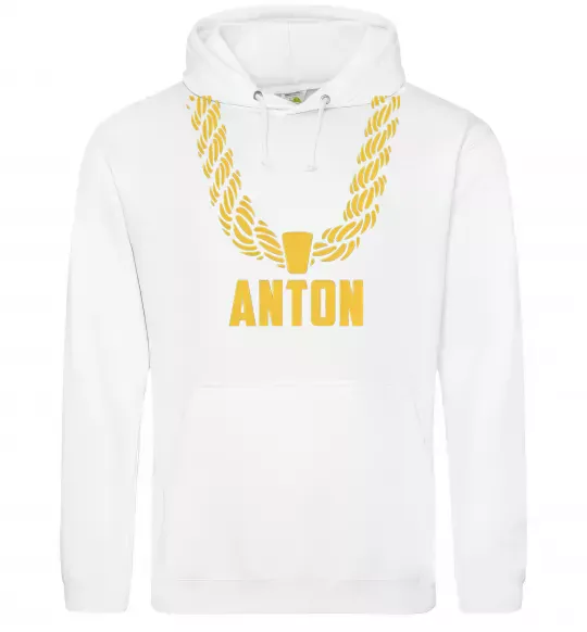 Чоловіча толстовка (худі) Anton золотий ланцюжок Білий фото