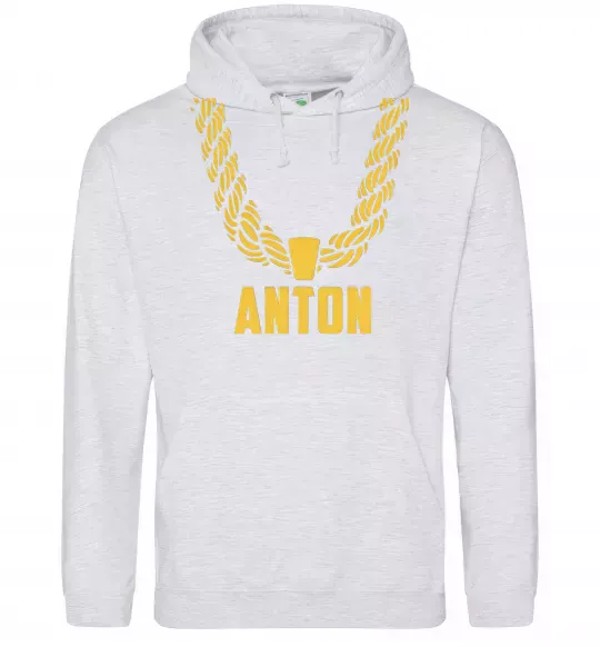 Чоловіча толстовка (худі) Anton золотий ланцюжок Сірий меланж фото