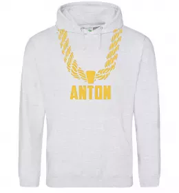 Чоловіча толстовка (худі) Anton золотий ланцюжок Сірий меланж фото