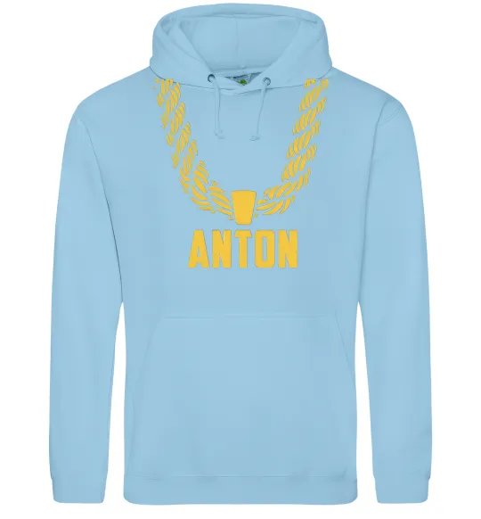 Чоловіча толстовка (худі) Anton золотий ланцюжок Блакитний фото