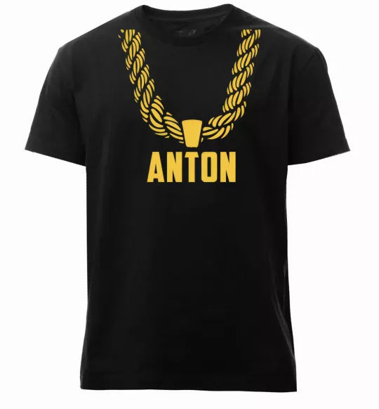 Мужская премиум футболка Anton золотий ланцюжок Черный фото