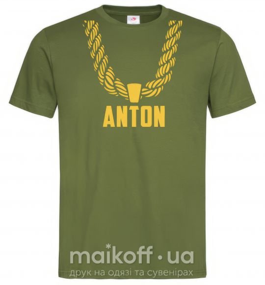 Чоловіча футболка Anton золотая цепь Оливковий фото