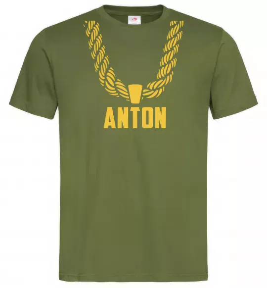 Чоловіча футболка Anton золотий ланцюжок Оливковий фото