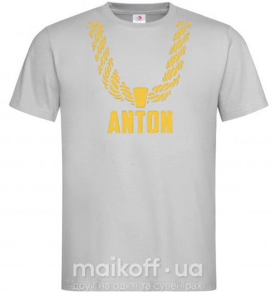 Чоловіча футболка Anton золотая цепь Сірий фото