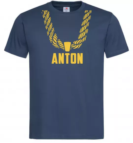 Чоловіча футболка Anton золотий ланцюжок Темно-синій фото