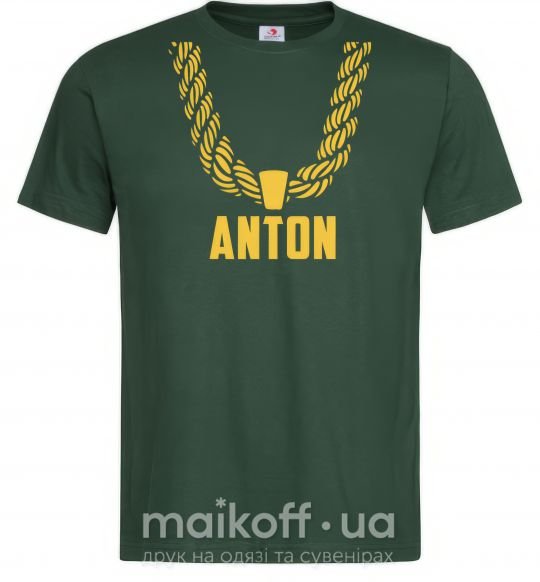 Чоловіча футболка Anton золотая цепь Темно-зелений фото