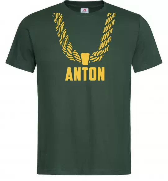 Чоловіча футболка Anton золотий ланцюжок Темно-зелений фото