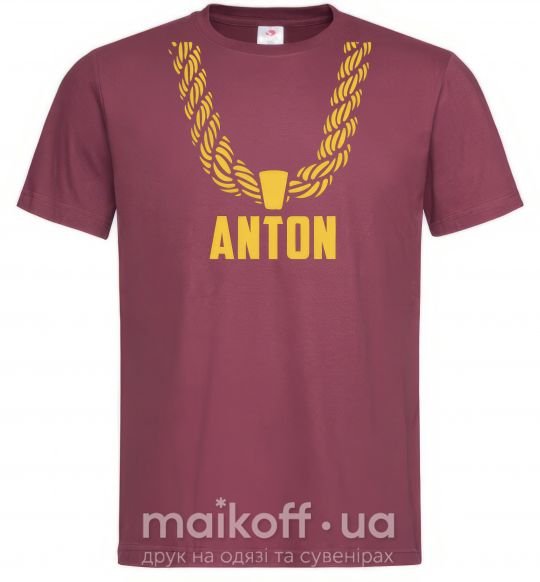 Чоловіча футболка Anton золотая цепь Бордовий фото