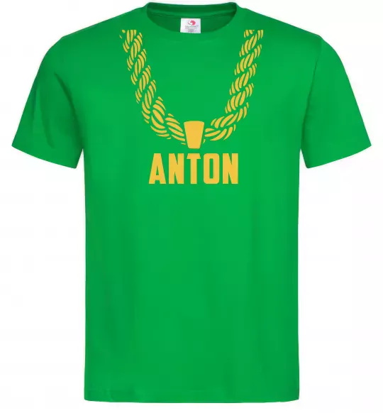 Чоловіча футболка Anton золотий ланцюжок Зелений фото