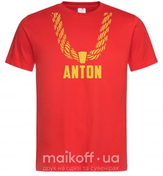 Мужская футболка Anton золотая цепь Красный фото