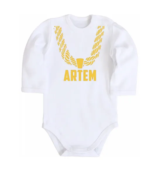 Дитячий бодік Artem золотий ланцюжок Білий фото