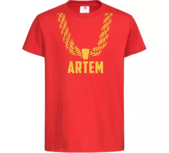 Детская футболка Artem золотий ланцюжок Красный фото