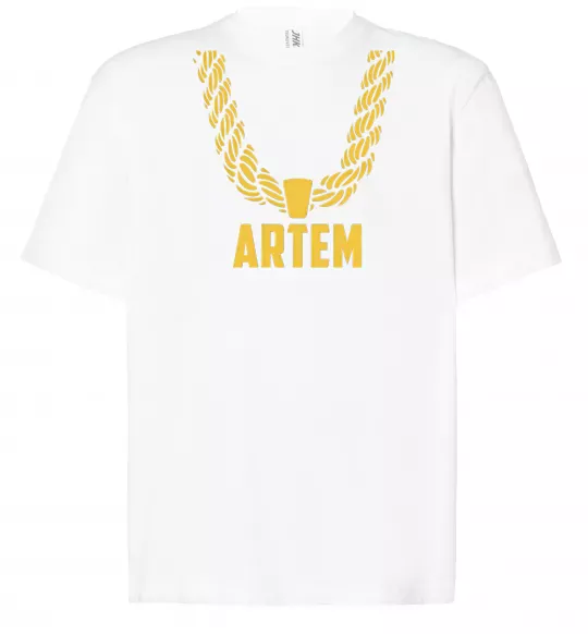 Футболка Оверсайз Artem золотий ланцюжок Белый фото