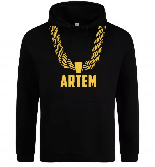 Чоловіча толстовка (худі) Artem золотий ланцюжок Чорний фото