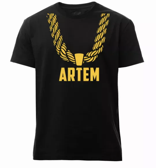 Мужская премиум футболка Artem золотий ланцюжок Черный фото