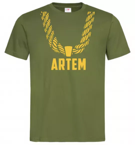 Чоловіча футболка Artem золотий ланцюжок Оливковий фото
