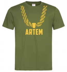 Мужская футболка Artem золотий ланцюжок Оливковый фото