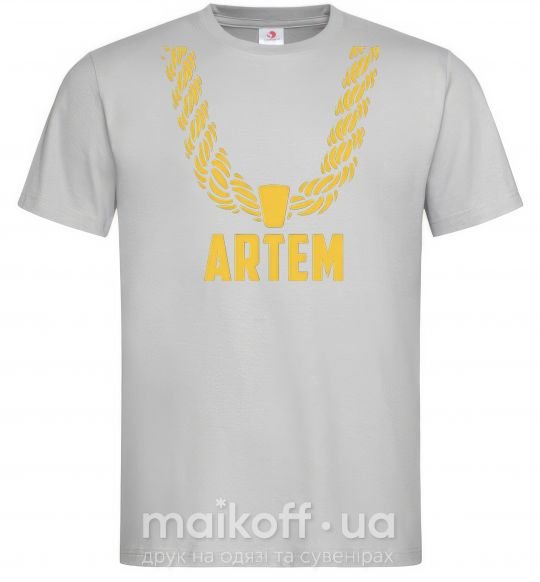 Мужская футболка Artem золотая цепь Серый фото