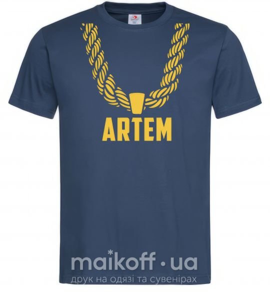 Мужская футболка Artem золотая цепь Темно-синий фото