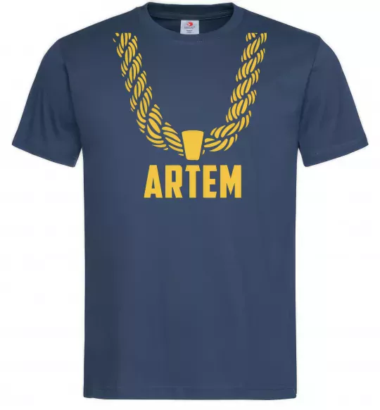 Чоловіча футболка Artem золотий ланцюжок Темно-синій фото
