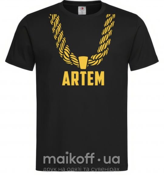 Мужская футболка Artem золотая цепь Черный фото