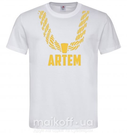 Чоловіча футболка Artem золотая цепь Білий фото