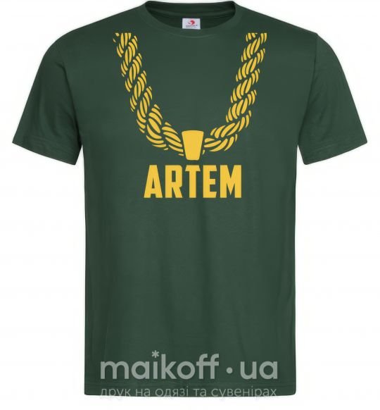 Чоловіча футболка Artem золотая цепь Темно-зелений фото