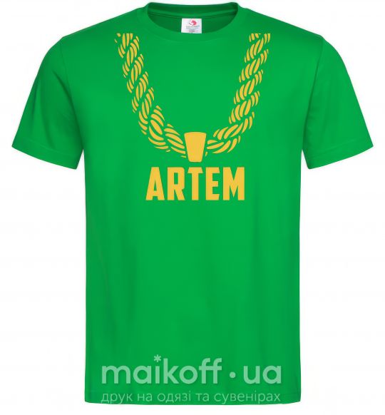 Чоловіча футболка Artem золотая цепь Зелений фото