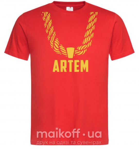 Мужская футболка Artem золотая цепь Красный фото