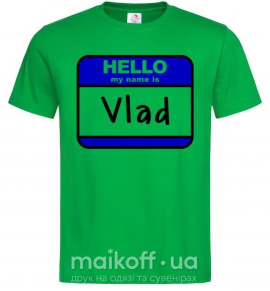 Мужская футболка Hello my name is Vlad Зеленый фото