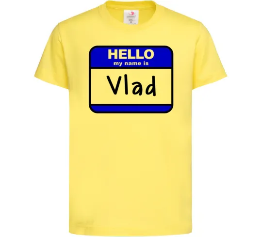 Дитяча футболка Hello my name is Vlad Лимонний фото