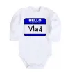Дитячий бодік Hello my name is Vlad Білий фото