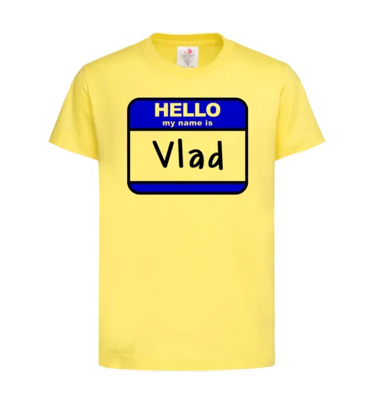 Детская футболка Hello my name is Vlad Лимонный фото