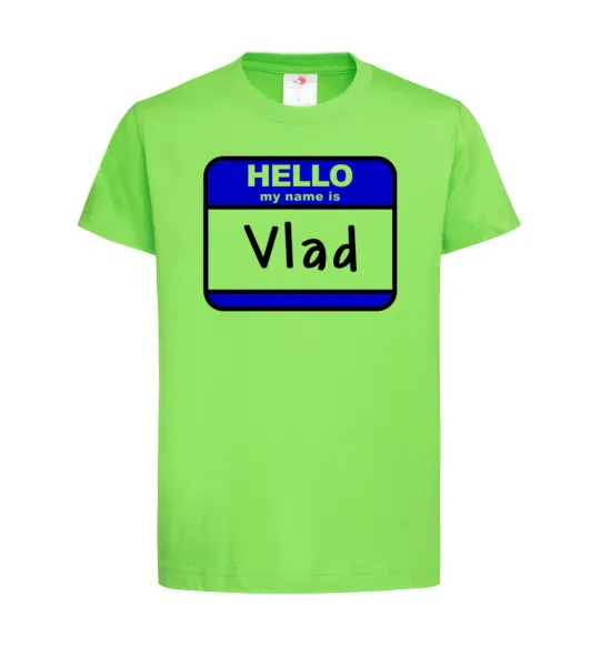 Детская футболка Hello my name is Vlad Лаймовый фото