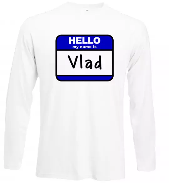 Лонгслів Hello my name is Vlad Білий фото