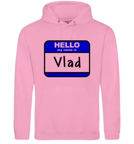 Чоловіча толстовка (худі) Hello my name is Vlad Рожевий фото