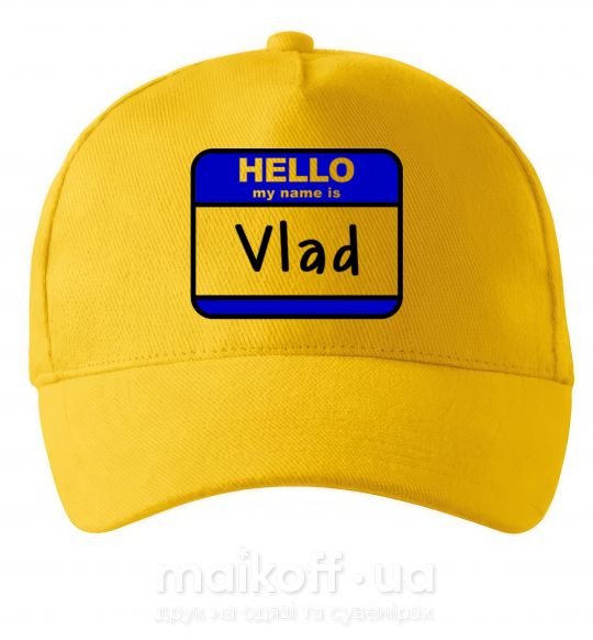 Кепка Hello my name is Vlad Сонячно жовтий фото