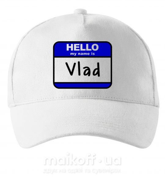 Кепка Hello my name is Vlad Білий фото