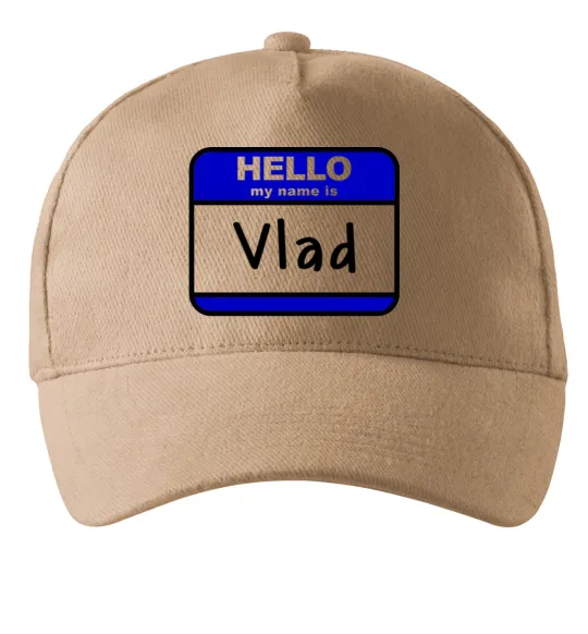 Кепка Hello my name is Vlad Песочный фото