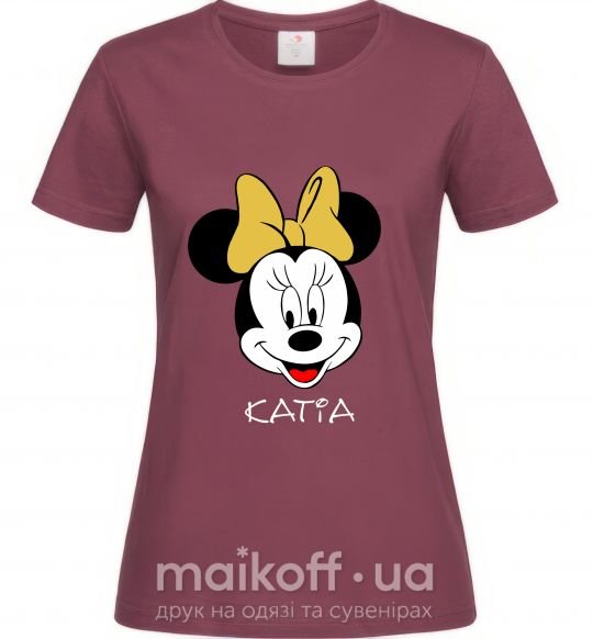 Жіноча футболка Katia minnie mouse Бордовий фото
