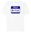 Футболка Оверсайз Hello my name is Artur Білий фото