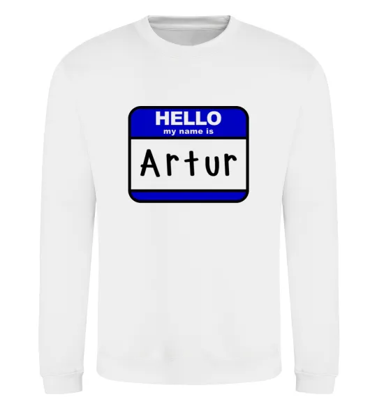 Світшот Hello my name is Artur Білий фото