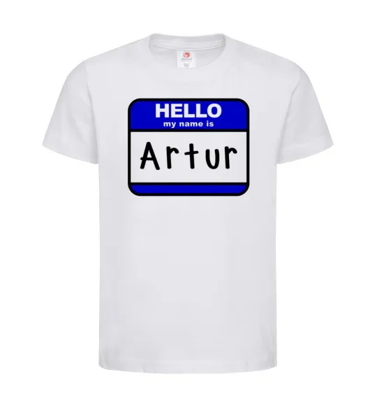 Детская футболка Hello my name is Artur Белый фото