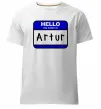Чоловіча преміум футболка Hello my name is Artur Білий фото