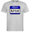 Мужская футболка Hello my name is Artur Серый фото