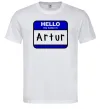 Мужская футболка Hello my name is Artur Белый фото